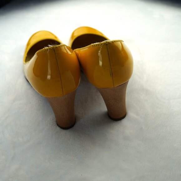 J.Crew Yellow Patent Leather Heels  Size 7  Made‎ in Italy - Picture 6 of 13